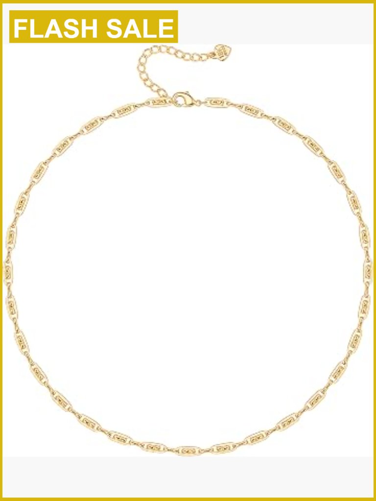 18k Gold Plated Paperclip Chain Choker Necklace With Pearl Pendant